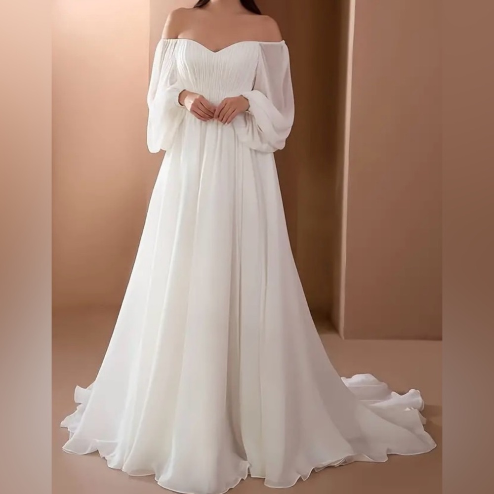 Beautiful white flowing dress with white corset